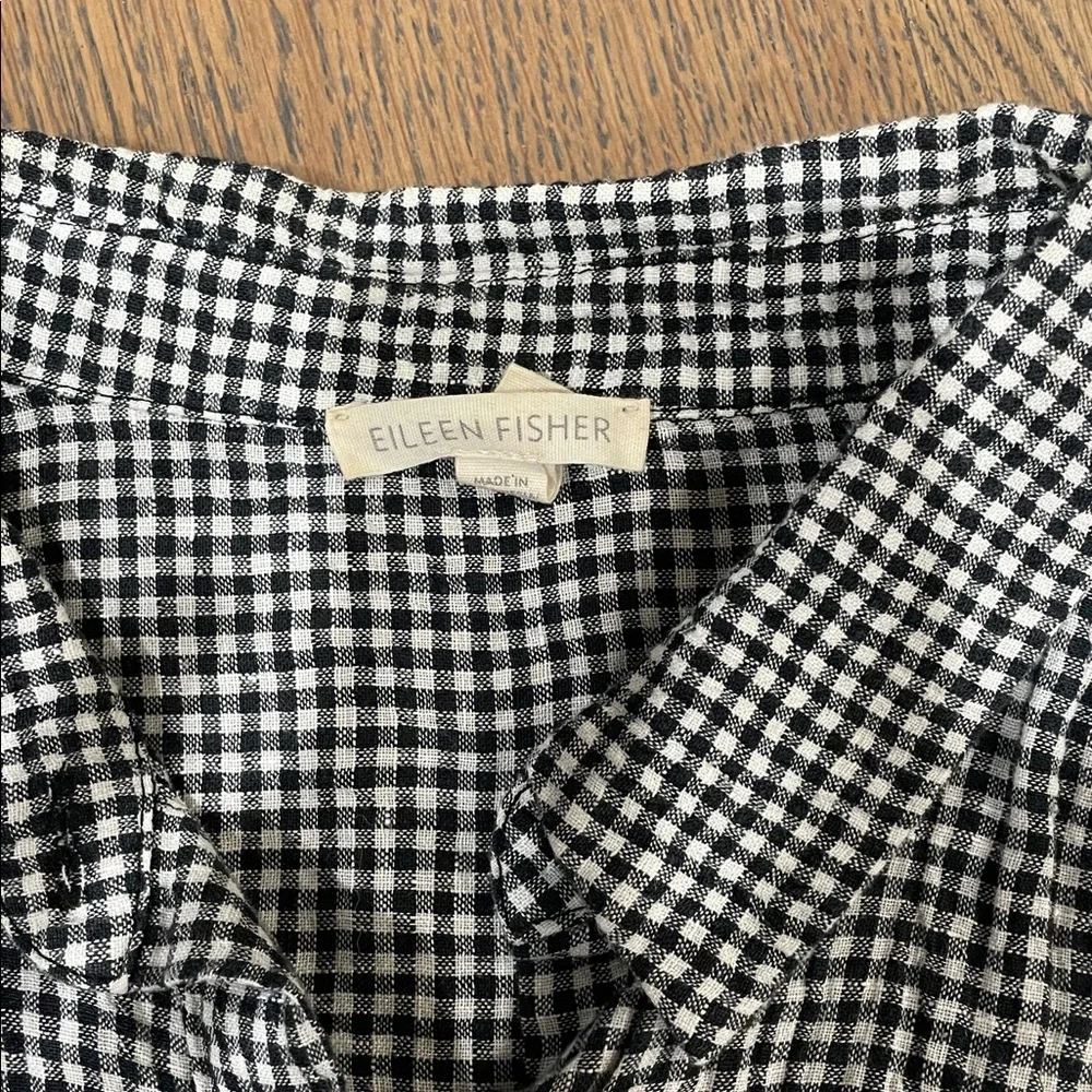 Eileen Fisher Black & White Gingham Sleeveless Top - Picture 3 of 3